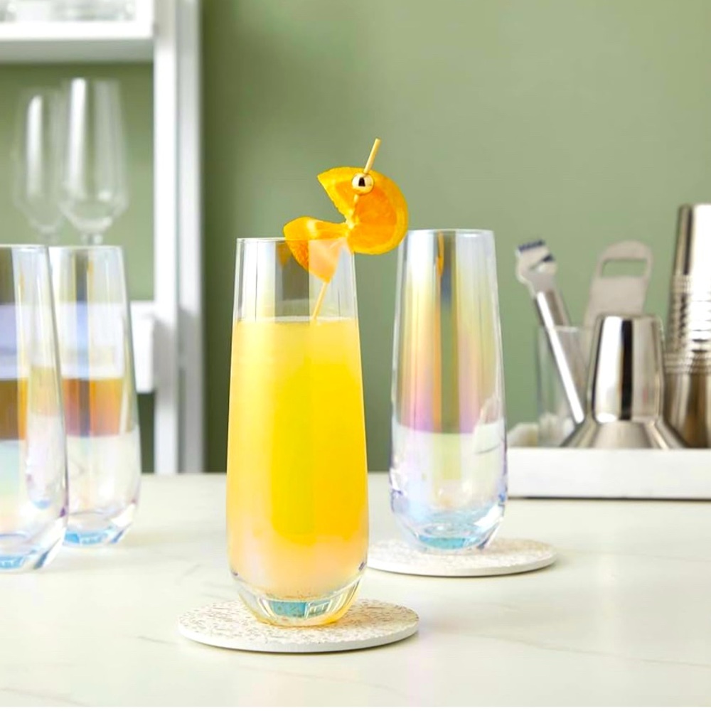 Rachel Zoe Stemless Iridescent Champagne Flutes | Set of 5